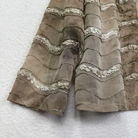 Coldwater Creek Shirt Womens 2X Brown Ombre Sheer Textured Button Front Blouse - Picture 4 of 11